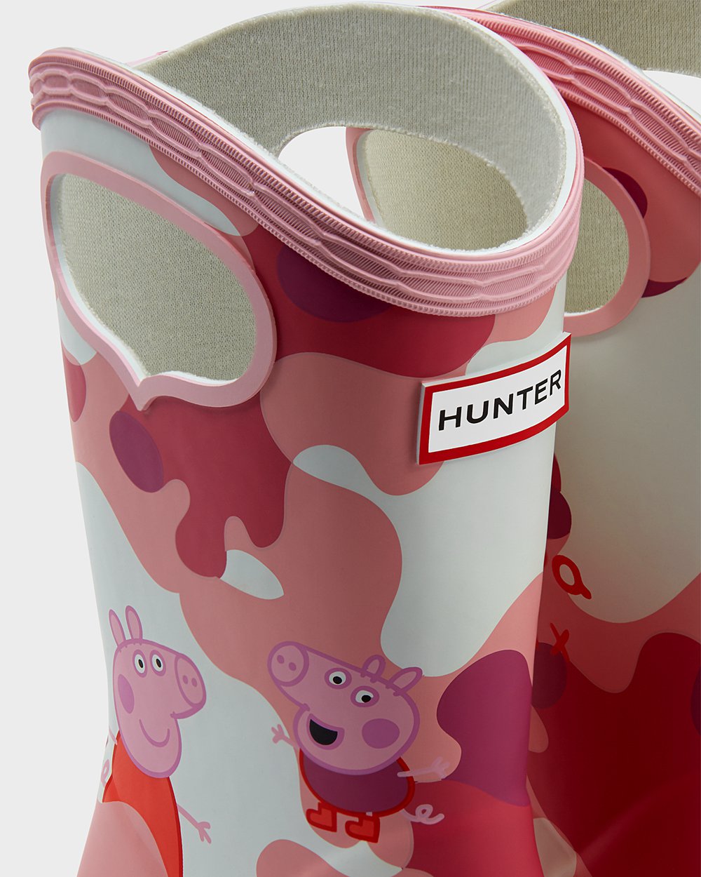 Kids Hunter Original First Peppa Pig Grab Handle - Rain Boots Pink - 3408-GUXJT